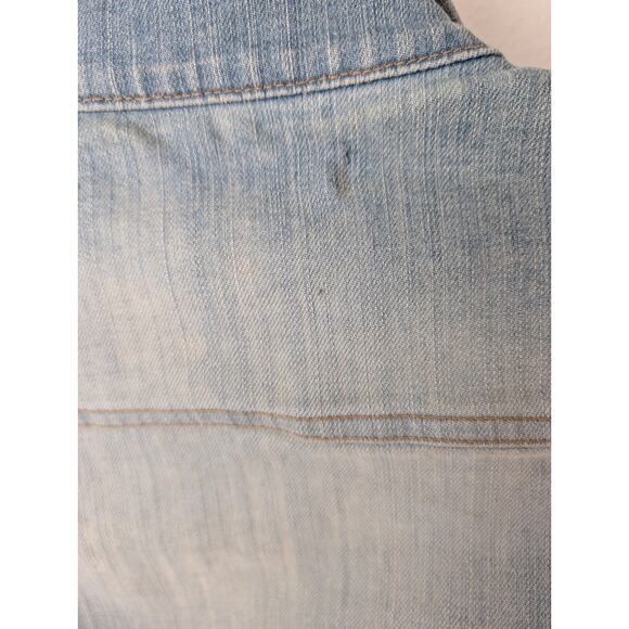 Distressed Denim Y2K Jacket. Queens White Label Sz Sm./Med. Trucker, Grunge. - Picture 6 of 10